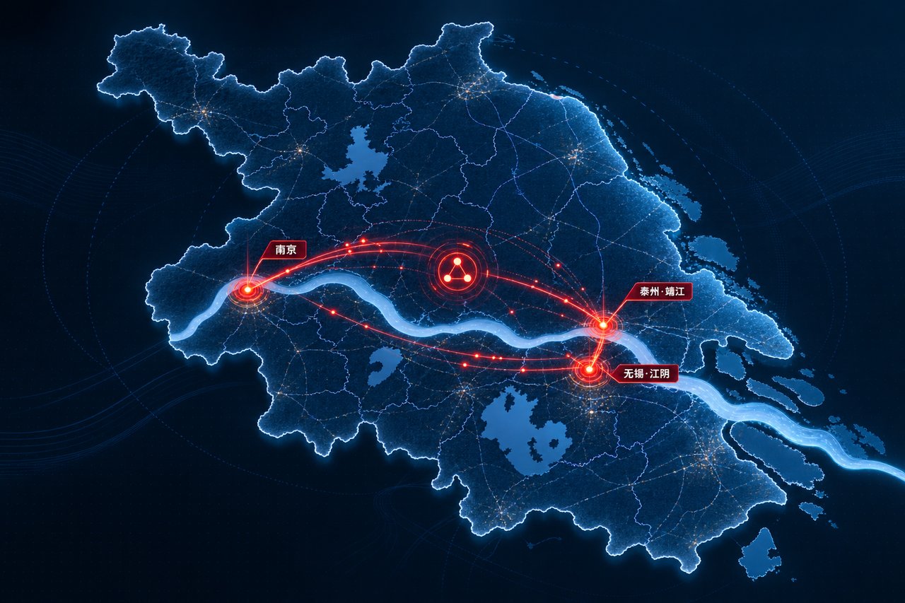 江苏南京、无锡、泰州三地协同示意图